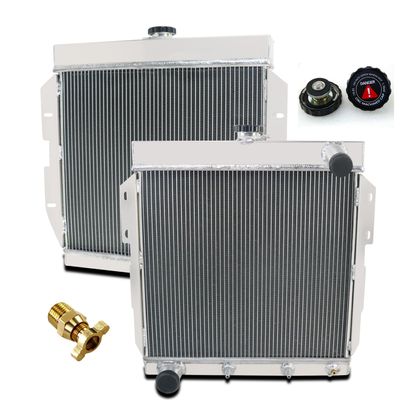YUFUQIDA 4 Row Core All Aluminum CU5557 Radiator Assembly Compatible with 1955-1957 1956 Ford Thunderbird T-Bird Y-Block, 4.4L 4.8L 5.1L V8 Engine