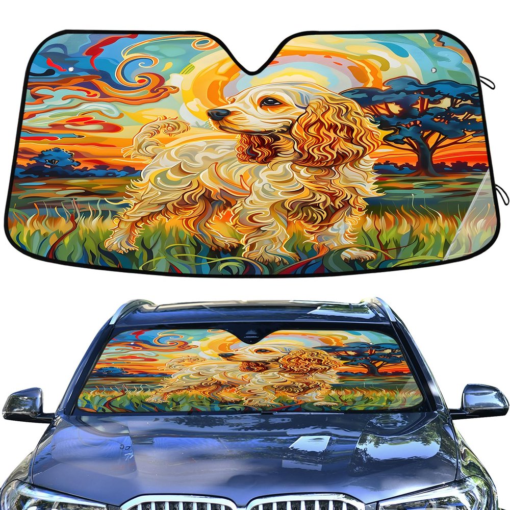 Cocker Spaniel Dog Windshield Sunshade Car Sun Shade Protector for Small Car SUV Front Window