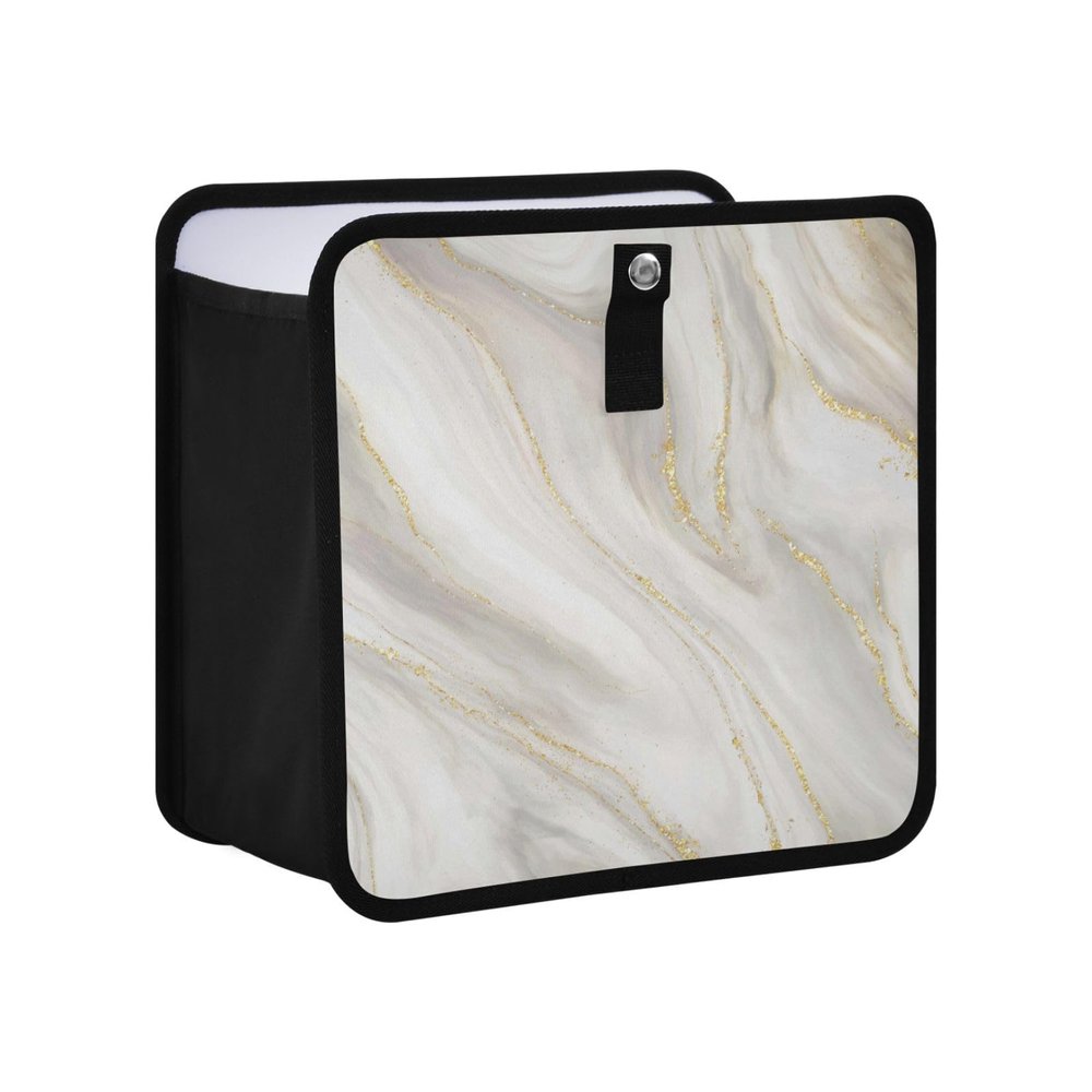 Eyanle Car Trash Can Car Organizer Car Garbage Can with Adjustable Strap for Back Front Seat Console Waterproof Leakproof Collapsible Portable 8.66 Inch Marble White Gold