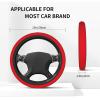 Solid Color red Patterned Anti-Slip Steering Wheel Cover - 15-inch Universal Size, Improves Driving Comfort and Safety. view 4