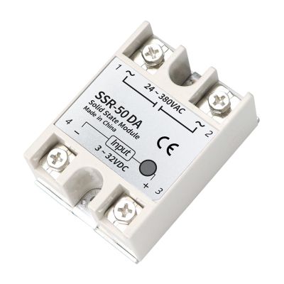 1 Pcs 50A Solid State Relay, Single Phase Semi-Conductor Module SSR-50DA, Direct Current Controls Alternating Current, Input 3~32VDC to Output 24-380VAC for Temperature Controller