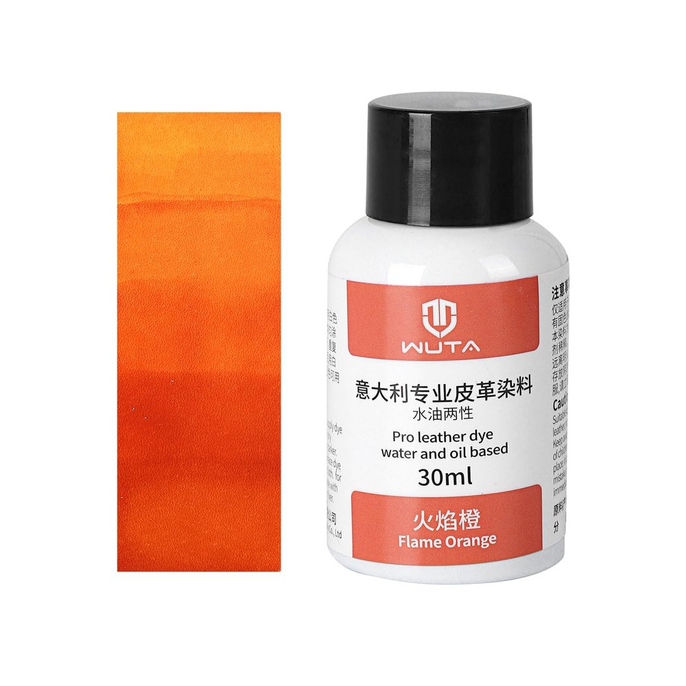WUTA Leather Dye Professional Permanent Dye for Coloring Uncoated Vegetable Tanned Leather(30ml Flame Orange)