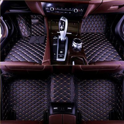 7MYFPL7 Customized car Floor mat,Compatible with Tesla Model 3,Model S,Model X,Model Y,Luxury Full Coverage All Weather Car Floor Mats,Anti-Slip Car Mat Set,Easy to Clean (Black+Golden)
