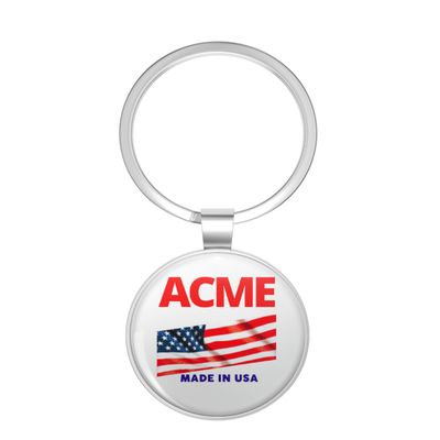 BKR Graphics ACME industries MADE IN USA Metal Double Sided Key Chain Keychain