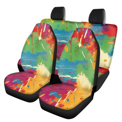Funnydude Tie Dye Graphic Car Seat Cover Breathable Automotive Vehicle Cushion Covers 4PCS with Front and Back