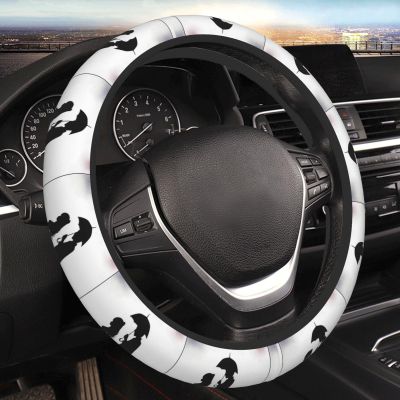 Anime Lovers Silhouette Car Elastic Steering Wheel Cover Universal 15 Inch Stretch Automotive Steering Wheel Protector Cover Anti Slip Breathable Novelty Cars Interior Accessory for Men Women