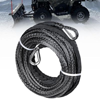 AutoXcessori 1PC 50ft x 1/4" Black Synthetic Winch Rope Extension 7500LBS