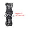 AutoXcessori 1PC 50ft x 1/4" Black Synthetic Winch Rope Extension 7500LBS view 2