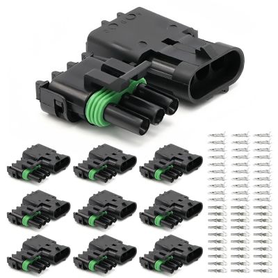 10Sets Automotive Waterproof Connector Male And Female 1/2/3/4/6Pin Plugs MAP TPS Wire Connector For GM (3P Set x 10Sets)