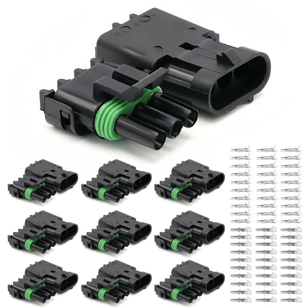 10Sets Automotive Waterproof Connector Male And Female 1/2/3/4/6Pin Plugs MAP TPS Wire Connector For GM (3P Set x 10Sets)