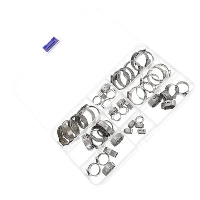 JECOMPRIS 80pcs Stainless Steel Single Ear Hose Clamps Grade Crimping Clamps for Hoses Heavy Duty Fasteners