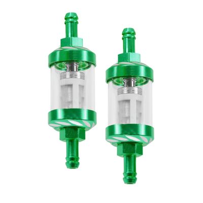 2Pcs Automotive Fuel Filter, Detachable Washable Metal Glass Vehicle Inline Waterproof Fuel Filters 1.1" x 3.46" x 0.31", Universal Car Accessories Replacement for Truck Motorcycle SUV Car (Green)