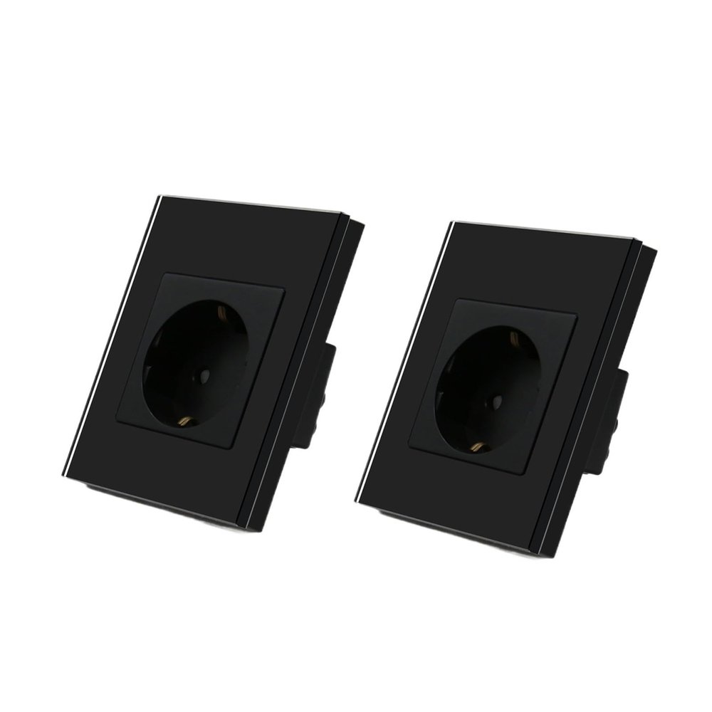 2Way Standard Touch Switch 2Packs Light Switch White Black Golden Crystal Class Panel Switch Waterproof Switch(Gold Sockets)