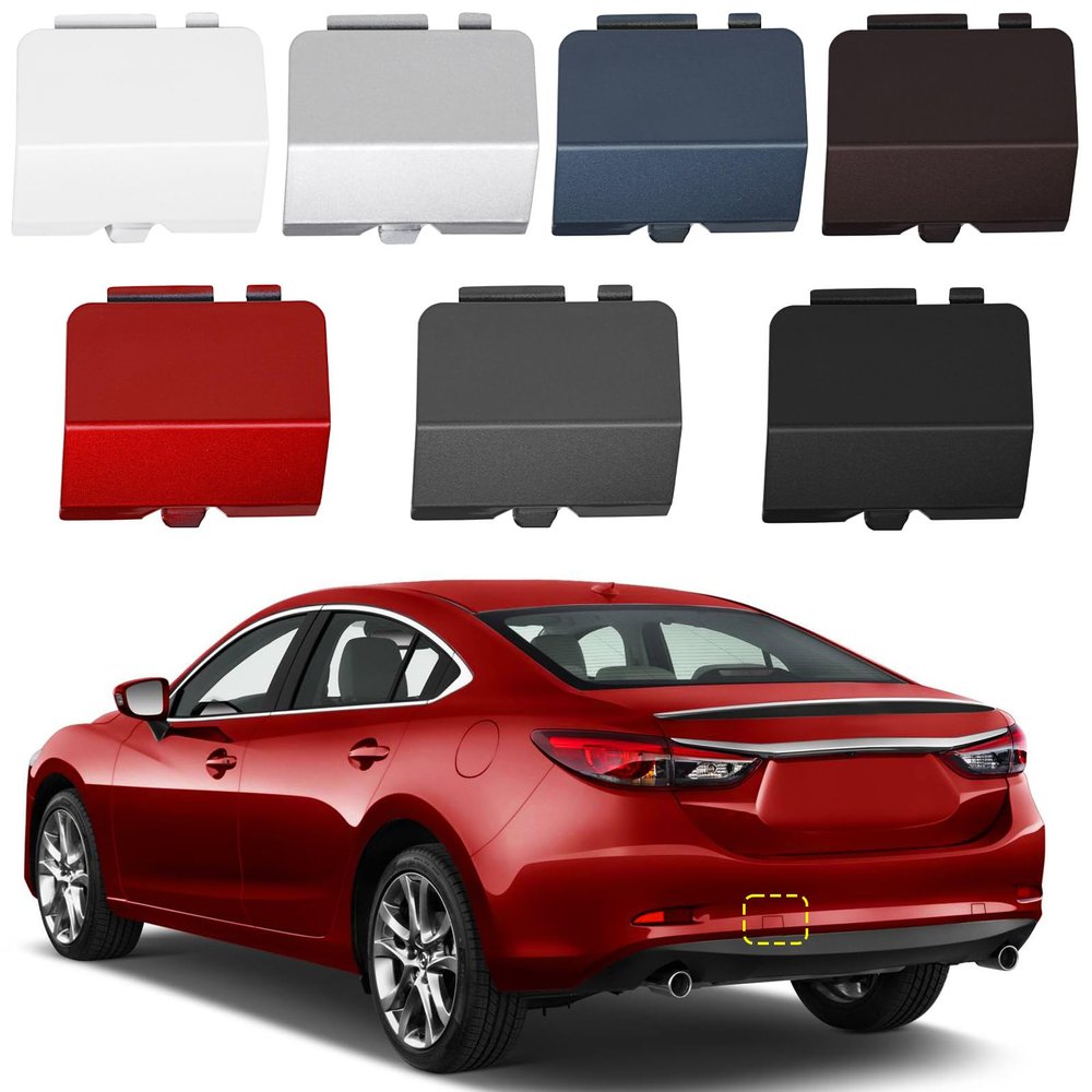 TOPUS Rear Bumper Tow Hook Cover for Mazda 6 Atenza 2013 2014 2015 2016 2017 Towing Eye Cap Trailer Hitch Cover GJR9-50-EL1-51 GJR9-50-EK1-51 (Silver, Left Driver Side)