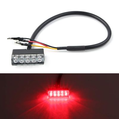 Cnonee1 Bike Amber LED License Plate Holder 12V Light Red For Universal Motorcycle