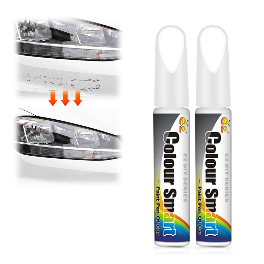 2PCS Car Scratch Remover Pen, 2025 New Car Scratch Repair Paste Effective Scratch Repair Pen for Car, Upgrade 2 In 1 Car Paint Scratch Repair White Automotive Scratches Paint Pen (White)