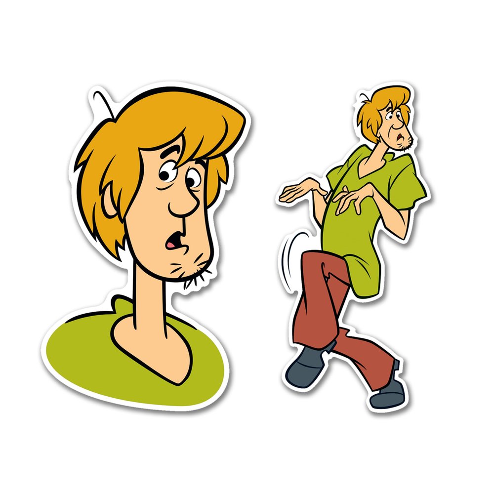 Elektroplate Officially Licensed Scooby-Doo's Shaggy Dynamic Decals | Premium Auto-Grade All Weather Vinyl Sticker for Car, Water Bottle, Laptop, Cooler, Bumper, Phone | Made in The USA | Set of 2