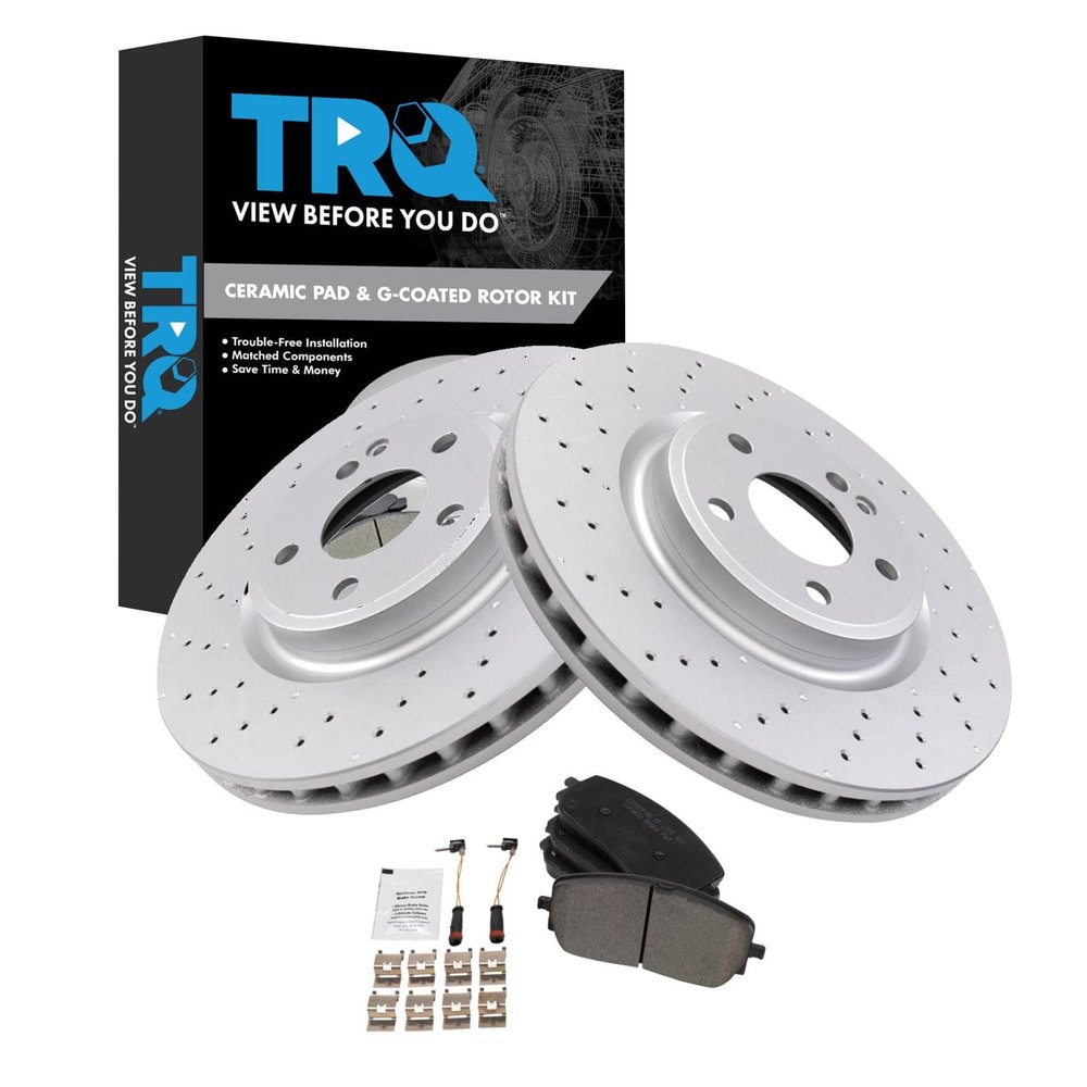 TRQ Front Brake Pad and Rotor Set Ceramic Coated Rotors