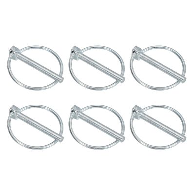 PATIKIL M5x40 mm Tractor Lynch Pin with Ring, 6 Pcs Heavy Duty Assortment Kit Lock Pin Clips for Tractors Trailer Farm Trucks Mowers, Silver Tone