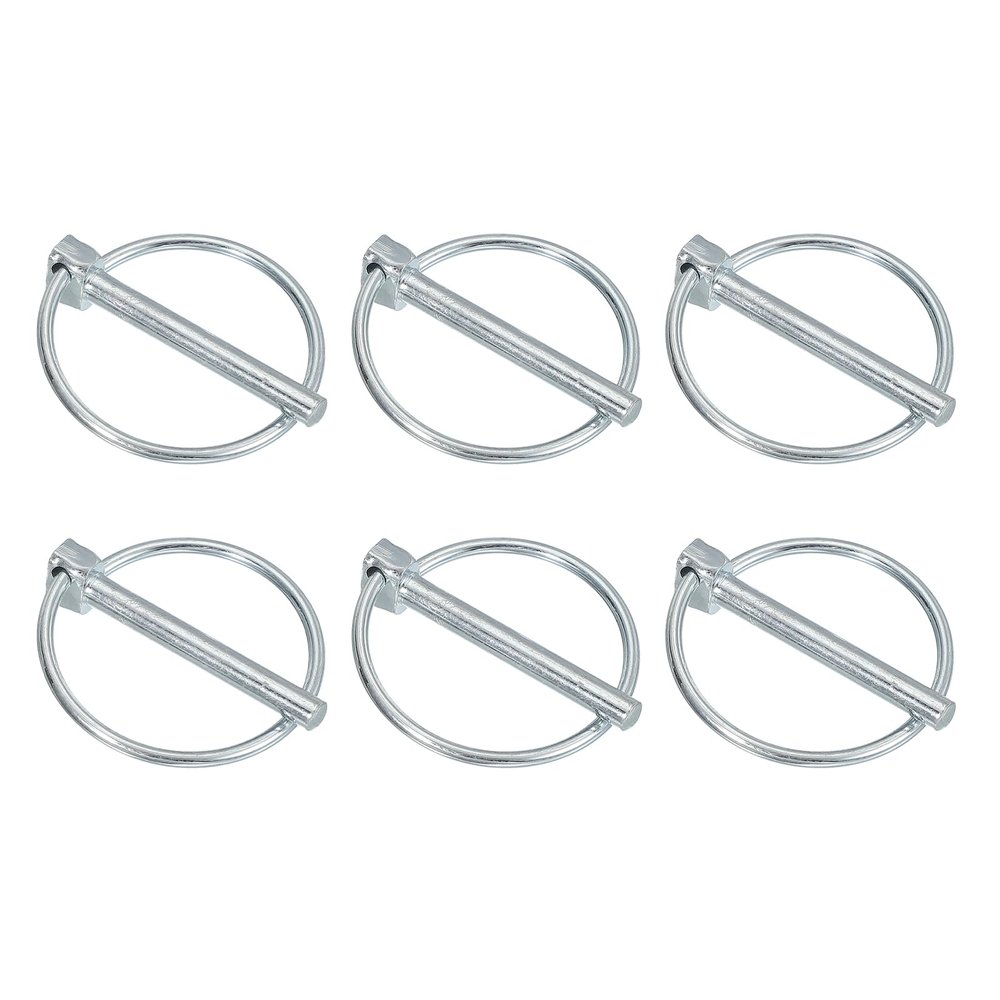 PATIKIL M5x40 mm Tractor Lynch Pin with Ring, 6 Pcs Heavy Duty Assortment Kit Lock Pin Clips for Tractors Trailer Farm Trucks Mowers, Silver Tone