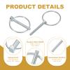 PATIKIL M5x40 mm Tractor Lynch Pin with Ring, 6 Pcs Heavy Duty Assortment Kit Lock Pin Clips for Tractors Trailer Farm Trucks Mowers, Silver Tone view 3