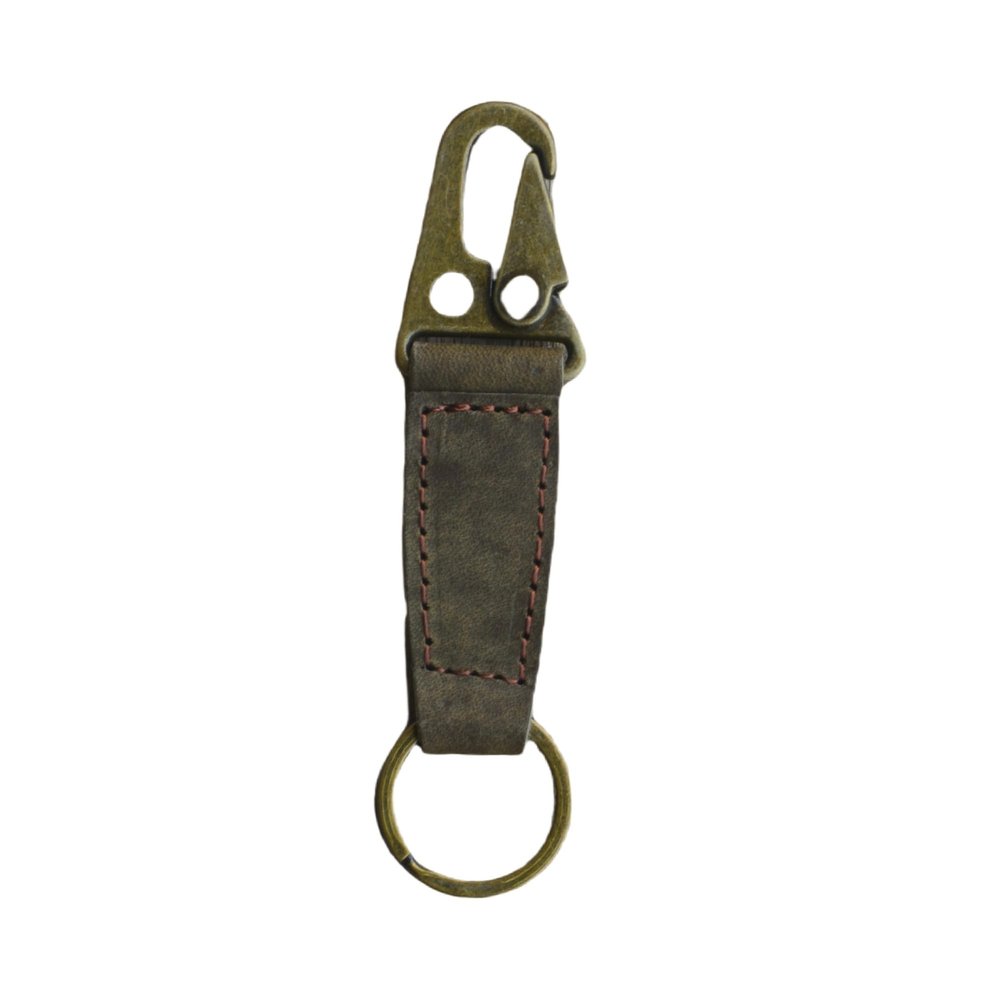 JJNUSA Key Ring Holder EDC Leather Belt Keychain, Heavy Duty Clip Key Chain Fob for Men,Tactical Keyring Holder for Belt Gift (Olive)