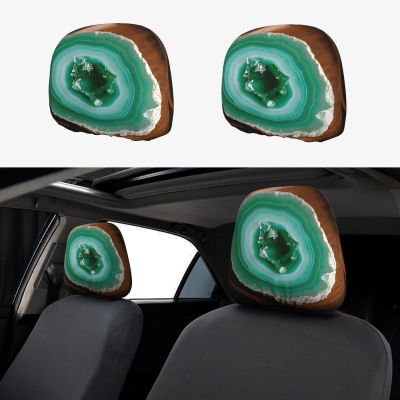 WEIHAKO 2 PCS Car Headrest Covers Soft Breathable Car Head Rest Cover Protector Teal Agate Headrest Covers for Cars Seat Headrest Cover for Trucks SUV Universal Interior Cars Accessories