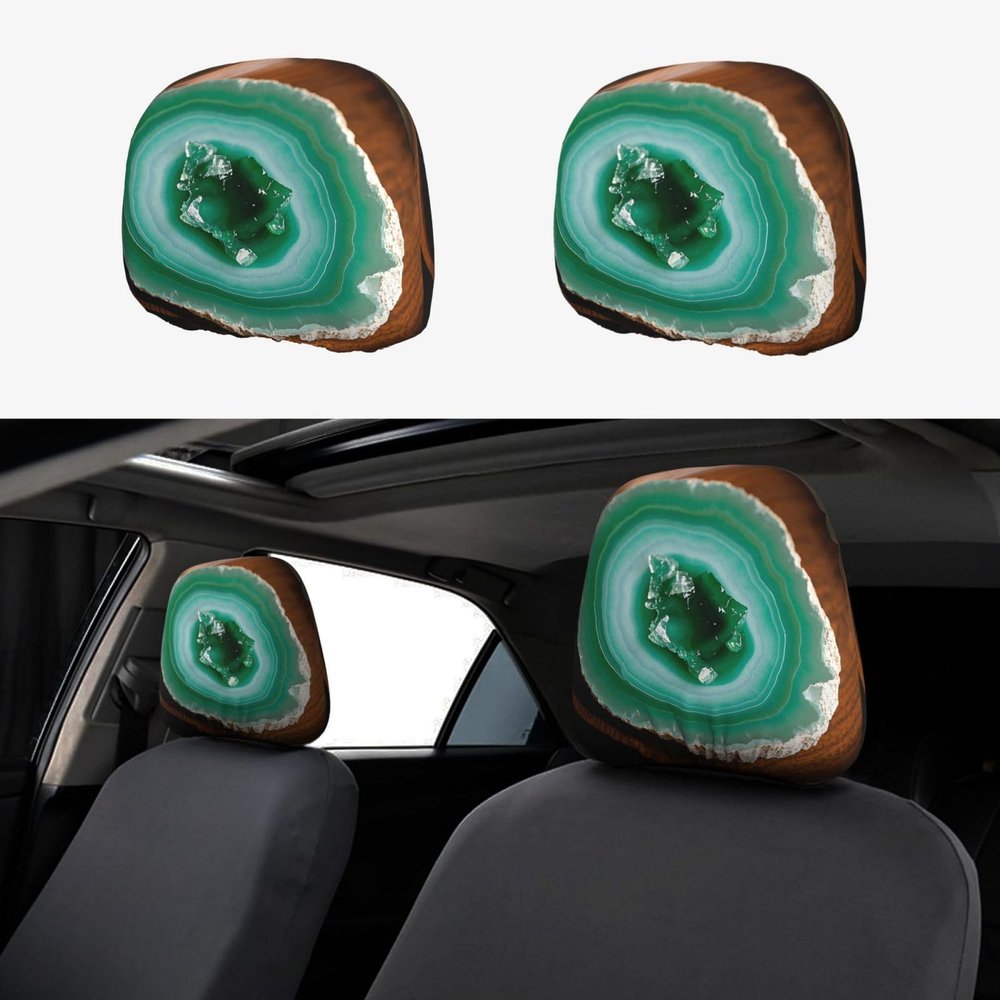 WEIHAKO 2 PCS Car Headrest Covers Soft Breathable Car Head Rest Cover Protector Teal Agate Headrest Covers for Cars Seat Headrest Cover for Trucks SUV Universal Interior Cars Accessories