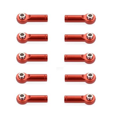 10PCS M4 4mm Thread 25mm Length Link Rod End Ball Head Holder Tie Rod End 3mm Hole Aluminum for RC Hobby Model Car Hop-Up Parts(Red)