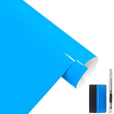 LZLRUN Ultra Gloss Premium Blue Vinyl Car Wrap Film Self Adhesive Air Release Channel Auto Body Film (1ft x 5ft)