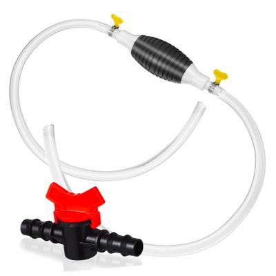 OUNONA 1set Manual Fuel Transfer Siphon Pump Plastic and Stainless Steel Easy to Use Liquid Transfer for Water Oil and More Includes Check Valve and Hose