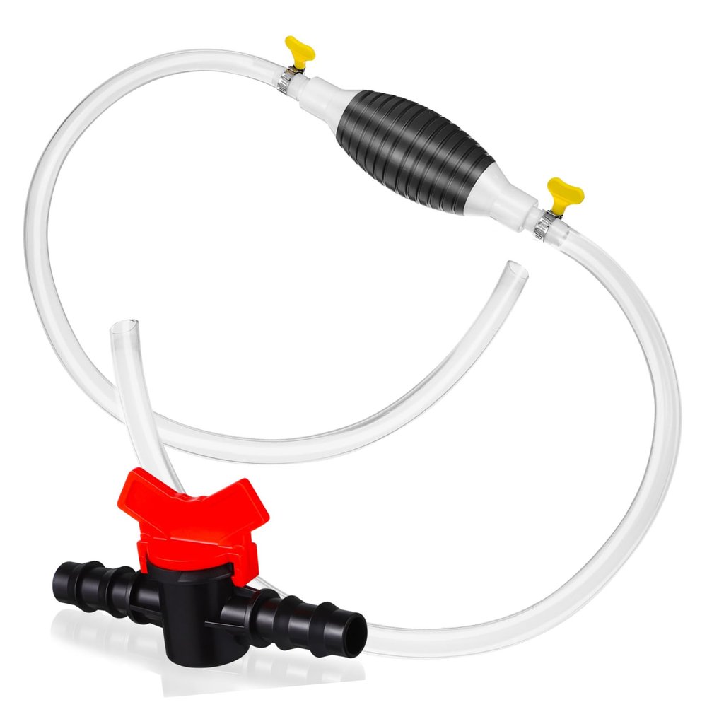 OUNONA 1set Manual Fuel Transfer Siphon Pump Plastic and Stainless Steel Easy to Use Liquid Transfer for Water Oil and More Includes Check Valve and Hose
