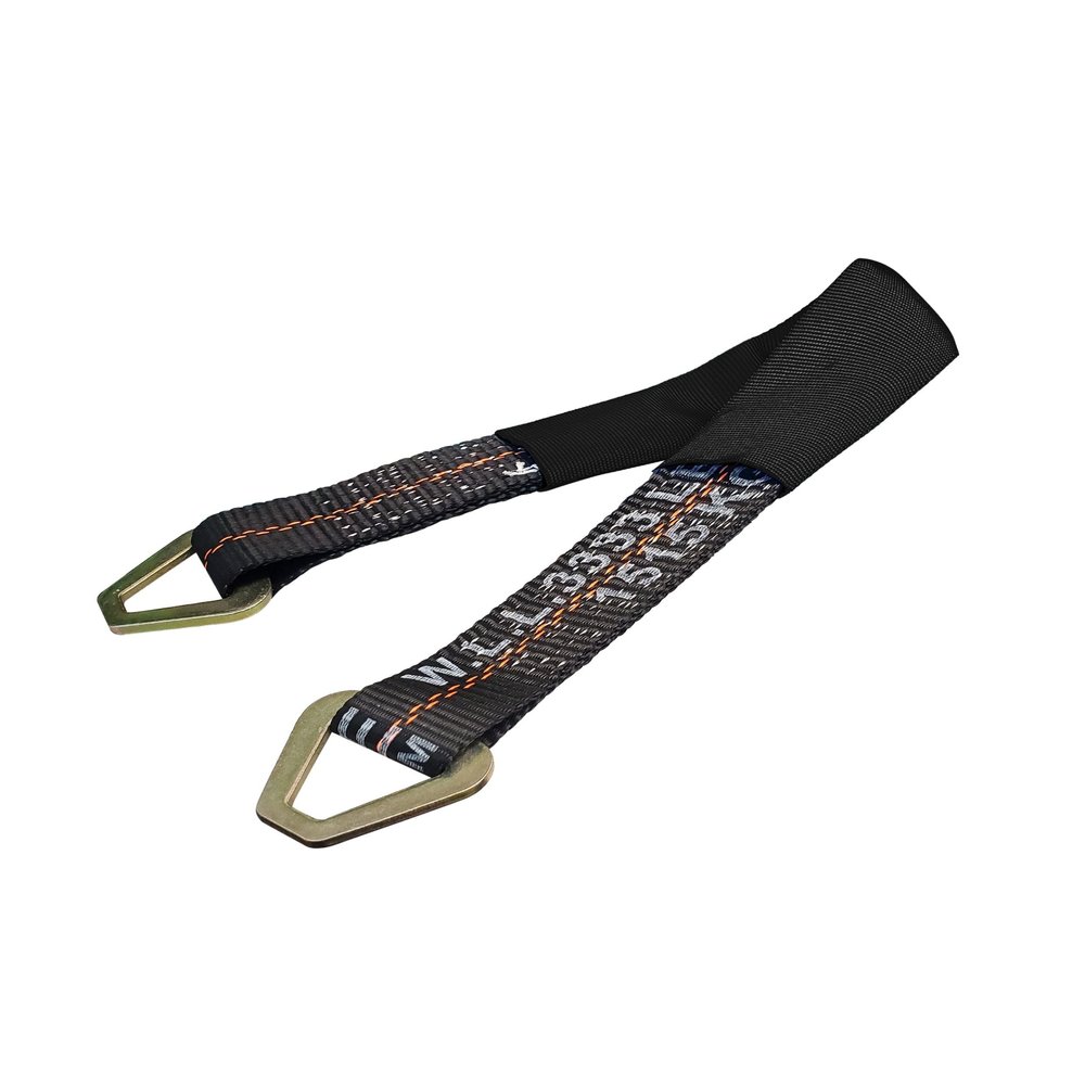Mega Cargo Control 18" Off-Road Axle Straps, Car Axle Tie Downs for Transport Auto Hauler Tow Truck 4x4 ATV UTV - Assembled in USA (1 Pack, Black)