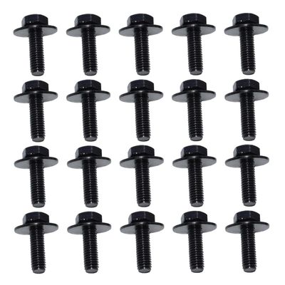 DUSCOKE 20PCS M6-1.0 x 24mm Hex Head SEMS Bolts - Automotive Body Bolts Screws Fastener Kit for Car Bumpers Fenders Splash Shield Under Cover Hood, M6-1.0 Bolt with 17.8mm Washer (20PCS)