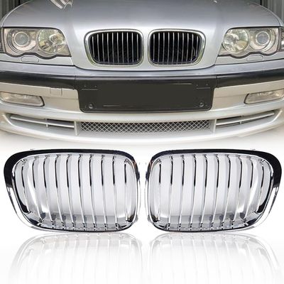 AutoXcessori 2PCS Chrome Front Bumper Kidney Grille for BMW E46 Sedan 98-01