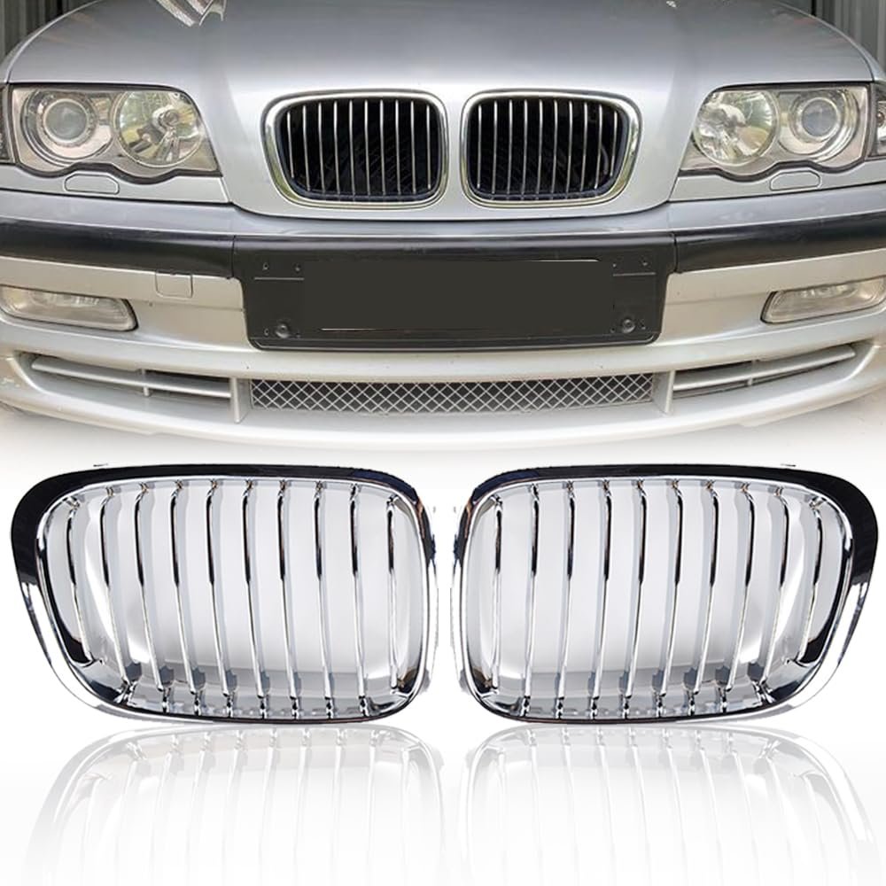 AutoXcessori 2PCS Chrome Front Bumper Kidney Grille for BMW E46 Sedan 98-01