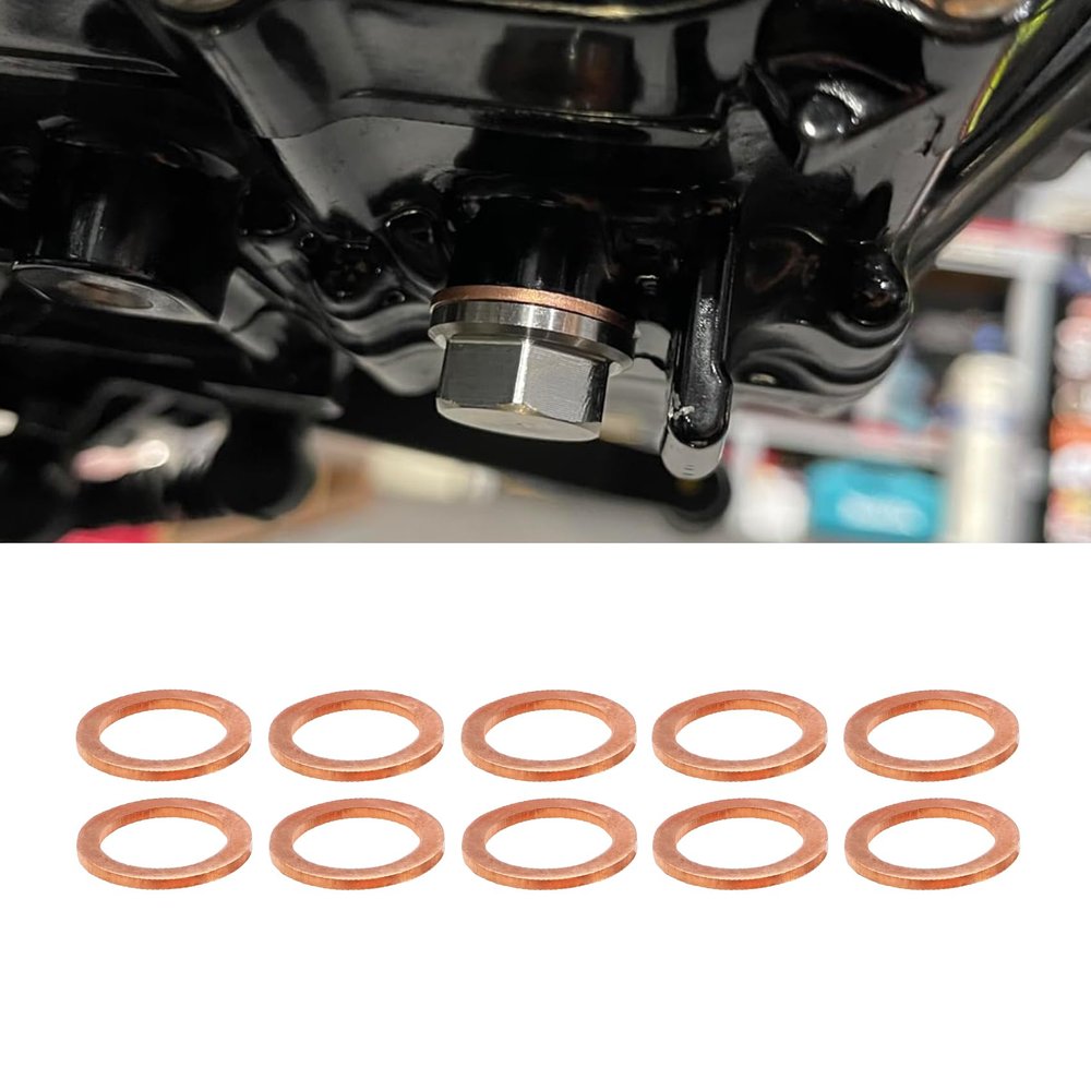 ASUBHA 10PCS Oil Drain Plug Gasket, Oil Plug Crush Washer, 14mm Copper Vehicle Engine Crush Washer, Automotive Replacement Accessories Sealing Gaskets Compatible with OEM PN Part 007603-014106