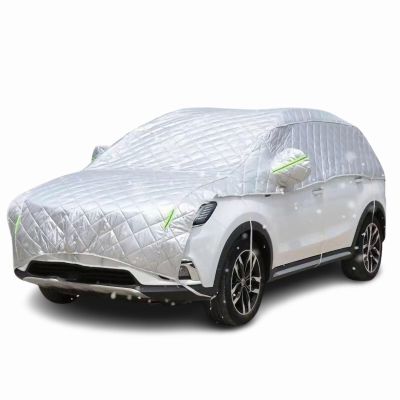 Hail Protector Car Cover Compatible with Porsche Cayenne 9Y0 2018-2023 Half Car Cover Hail Protection Padded for All Season Dustproof Snowproof,Custom,with Thicken Cotton,Silver-Half