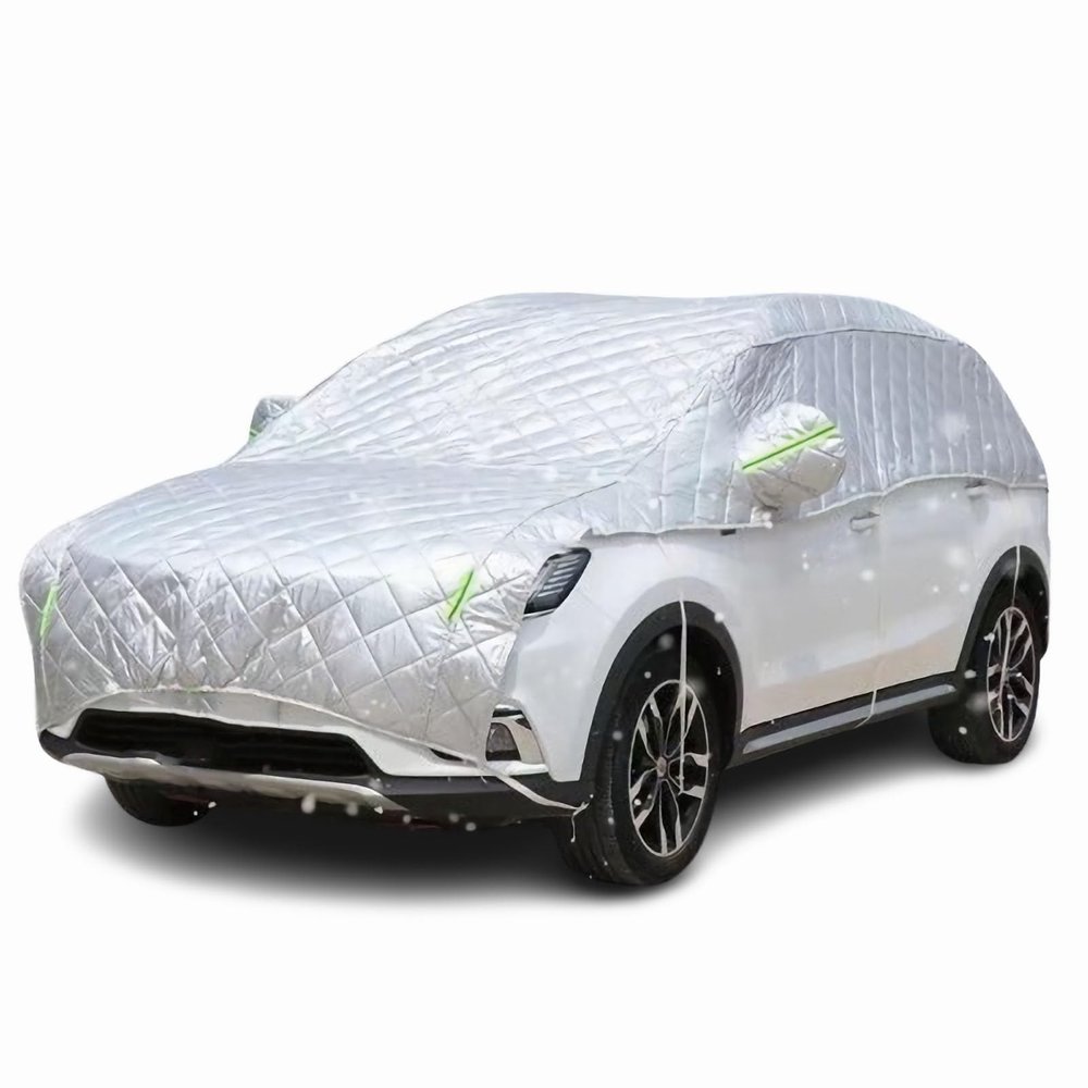 Hail Protector Car Cover Compatible with Renault Koleos Half Car Cover Hail Protection Padded for All Season Dustproof Snowproof,Custom,with Thicken Cotton,Silver-Half