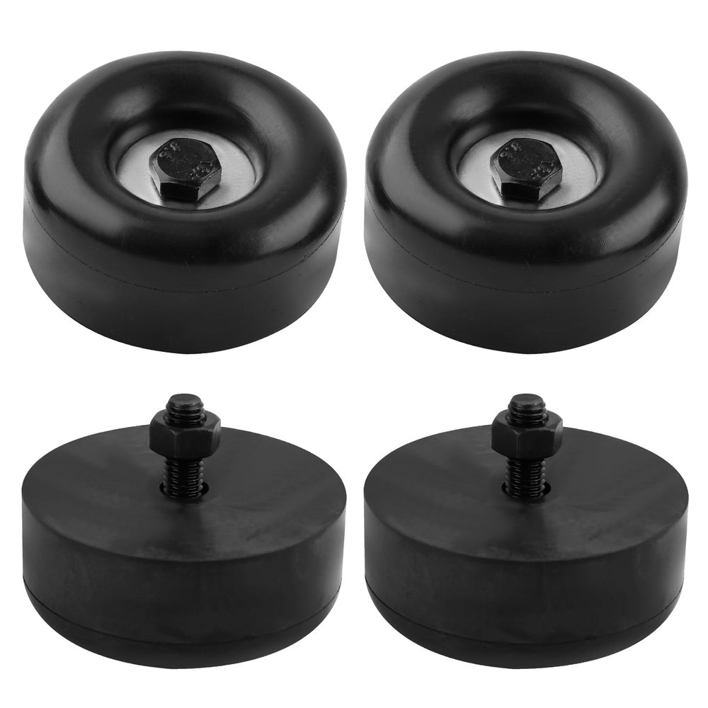 2.5" Trailer Ramp Door Bumper, Round Rubber Bump Stops with Screw Kit for Cargo Trailer Ramp Doors & Truck Gates, Pressure Washers, Air Compressors, Pumps, and More Equipment - 4 Pack