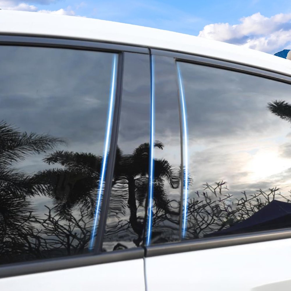 BoxCheer Door and Window Pillar Accessories Fit for Toyota Sienna 2010-2020 Car Printed Chrome Door and Window Pillar Trim, PC Material, Scratch Resistant 6 PCS - Bright Black