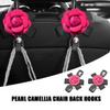 Bittwee Car Seat Headrest Hook, 2PCS Cute Flower Vehicle Backseat Organizer Hanger for Purse Grocery Bag Coat, Auto Interior Hanging Decor Accessories, Universal for SUV Sedan Truck (Red) view 3