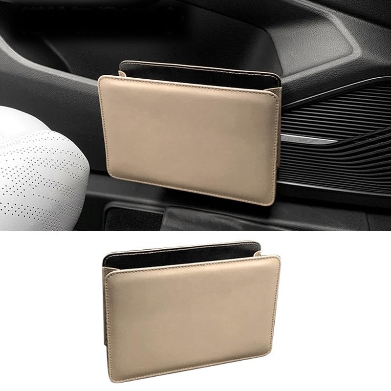 PFHAN Car Garbage Cans for Volvo C70 2. Gen (M) 2008 2009 2010 2011 2012 2013, Portable Rubbish Bin Multipurpose Organizers Storage Gadgets Interior Accessories,A/Beige