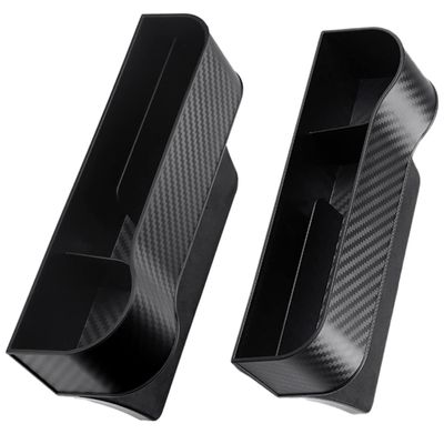 DECHOUS 2pcs Car Seat Gap Filler Organizer Set Cup Holder Carbon Fiber Style Storage Box for Front Seat Compatible SUV and Truck