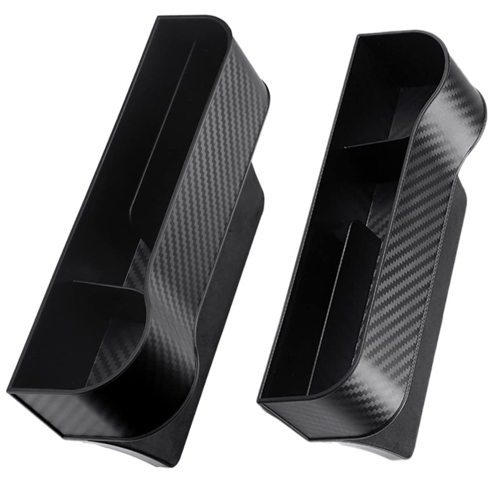 DECHOUS 2pcs Car Seat Gap Filler Organizer Set Cup Holder Carbon Fiber Style Storage Box for Front Seat Compatible SUV and Truck