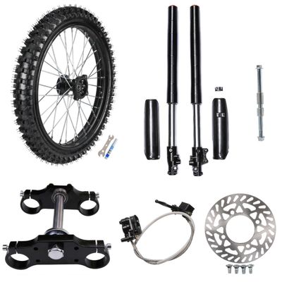 70/100-19 Dirt Bike Front Wheel Tire and Rim 28" Upside Down Front Fork Triple Tree Brake Caliper Master Disc Brake Rotor 15mm Wheel Rim Axle for Razor Trail Pit Pro Bike Offroad Motorcycle Motocross
