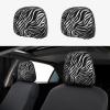 FHEBNDS Zebra Print Car Headrest Cover 2 Pcs Universal Soft Washable Car Seat Head Rest Protector Elastic Breathable Auto Interior Decor Front & Rear Seat Headrest Pads view 1