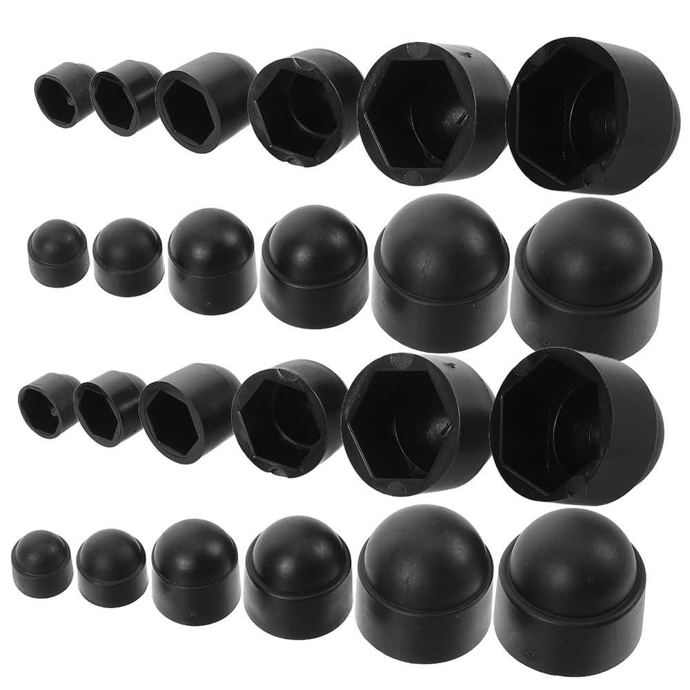 Garneck 145pcs Hexagonal Nut Caps Set Black Protective Bolt Covers for Furniture Machinery Light Fixtures Stylish Screw Caps