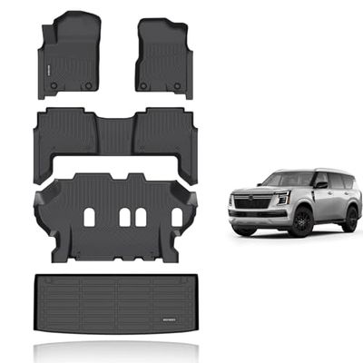 KELCSEECS Floor Mats for Nissan Armada/Infiniti QX80 2019-2024 8 SeatsBench