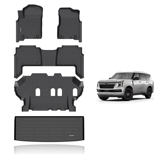 KELCSEECS Floor Mats for Nissan Armada/Infiniti QX80 2019-2024 8 SeatsBench